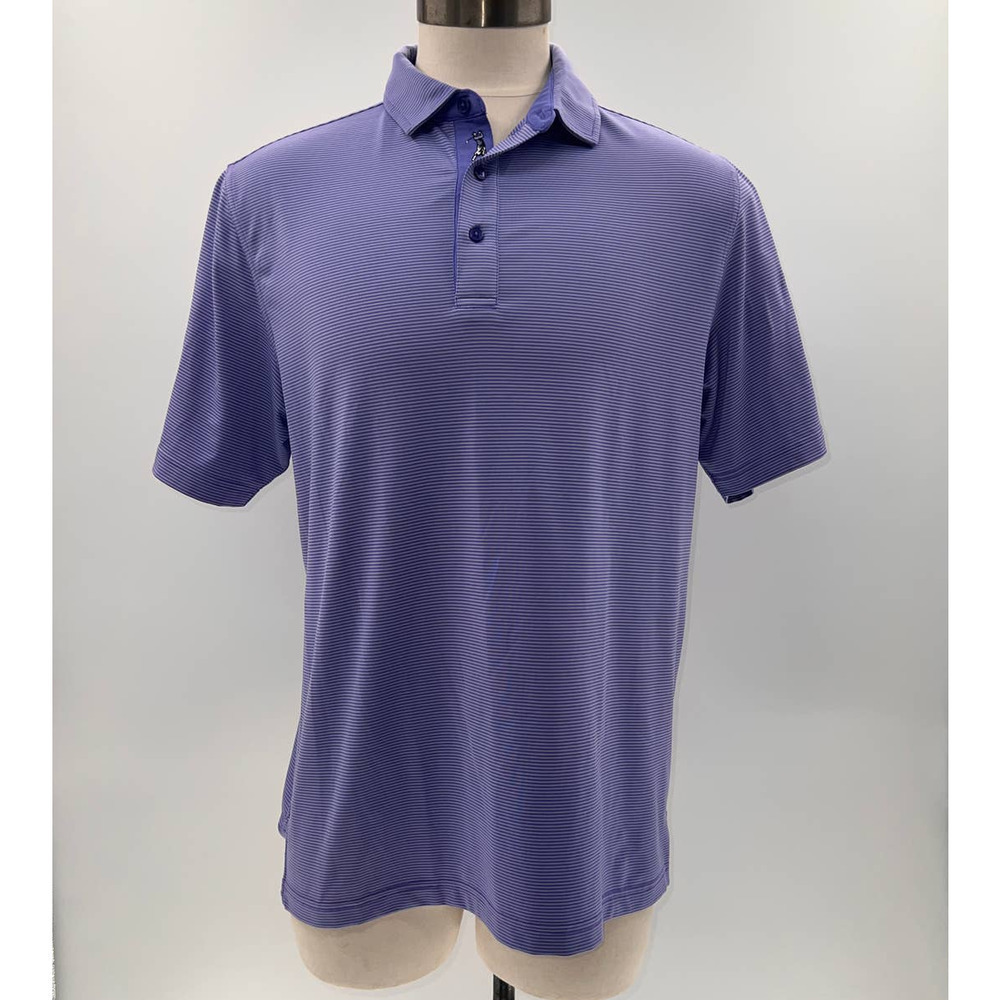 Bobby Jones Purple Striped Performance Short Sleeve Polo - L